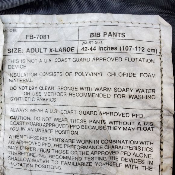 Vintage Stearns Duck Hunting Bouyant Camo Bib Overalls Pants PFD FB-7081 Mens XL - Picture 15 of 16